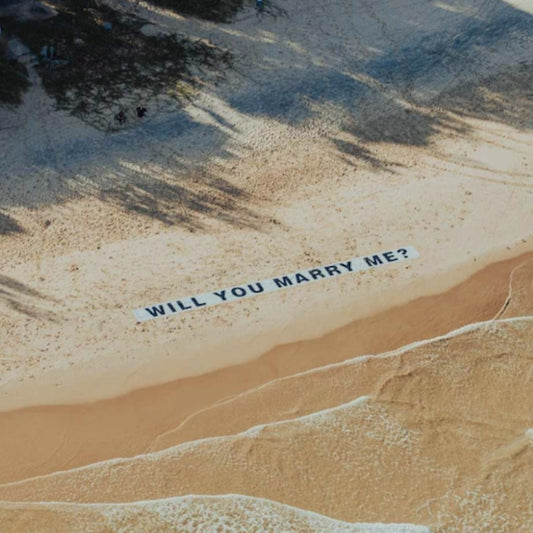 Helicopter Proposal with Giant Marry Me Sign in Sydney