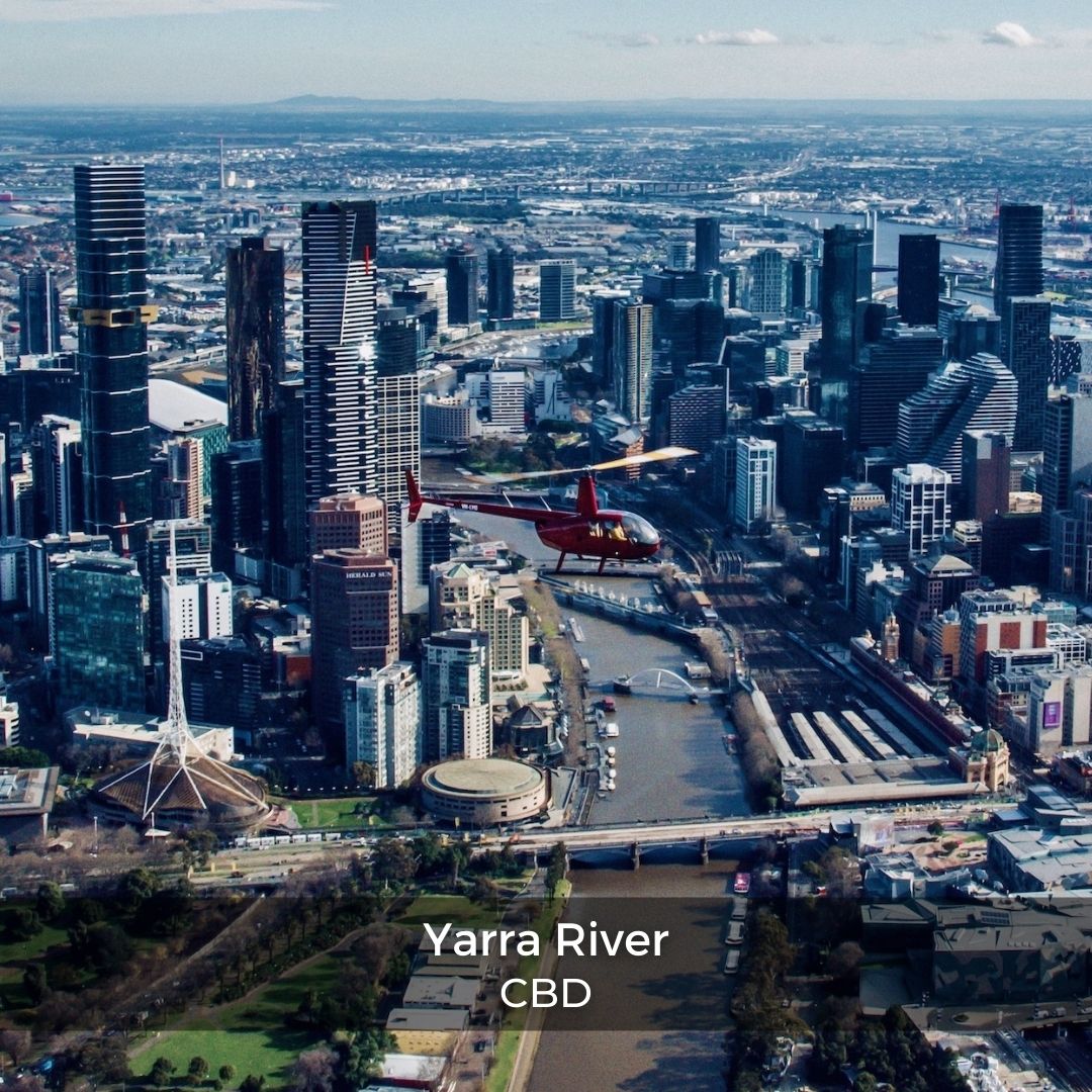 Yarra River during a helicopter tour around Melbourne by Rotor One.