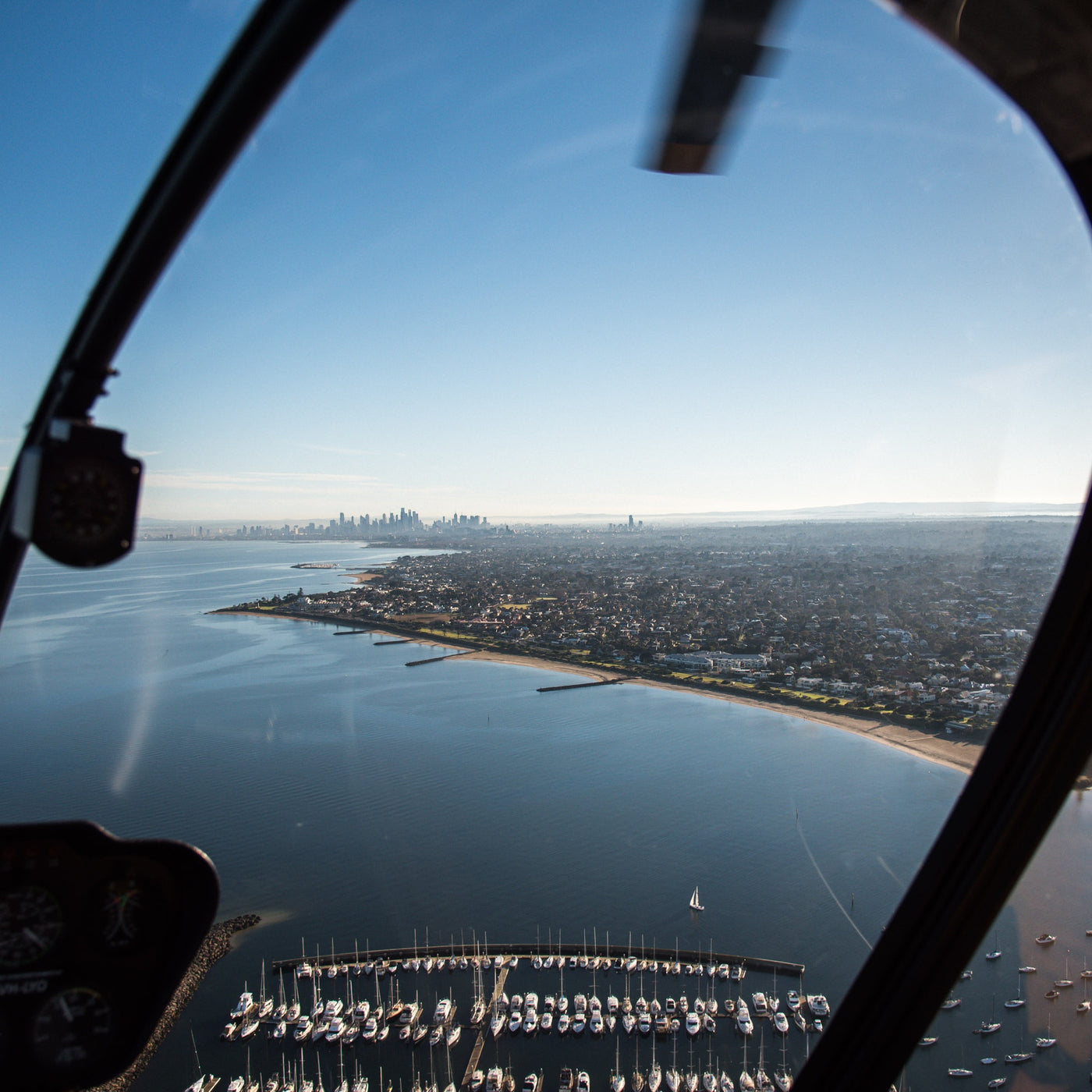 View from the cockpit during a helicopter tour by Rotor One.