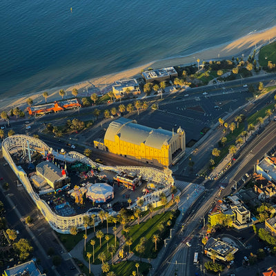 Sunrise views of Luna Park during a helicopter tour by Rotor One