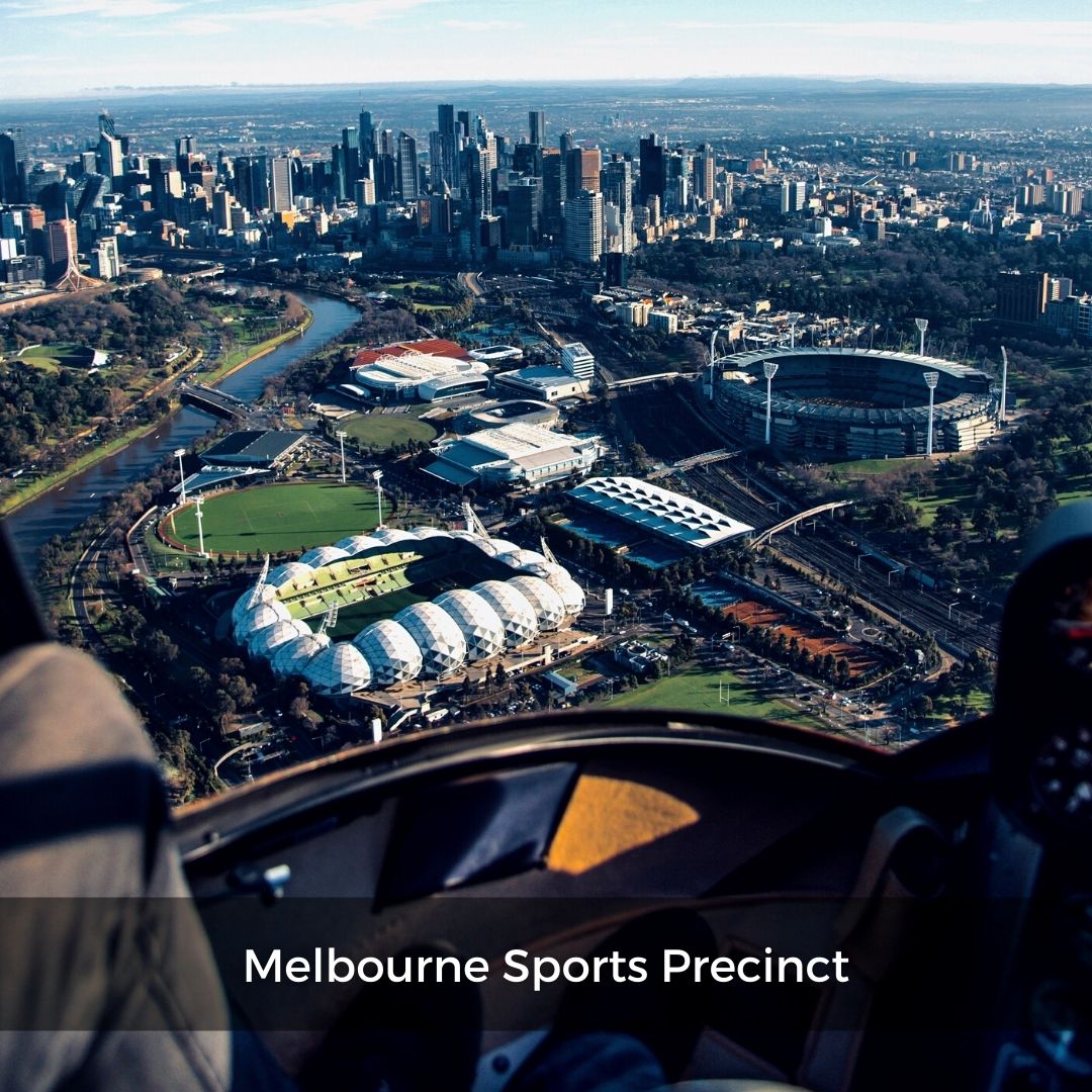 Melbourne Spots Precinct during a helicopter ride around Melbourne by Rotor One.