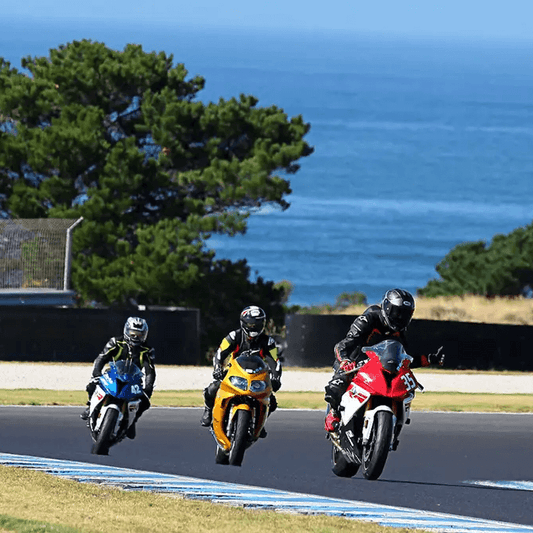 Helicopter Tour Phillip Island Track Ride Day from Melbourne on GP Motorbikes with Rotor One